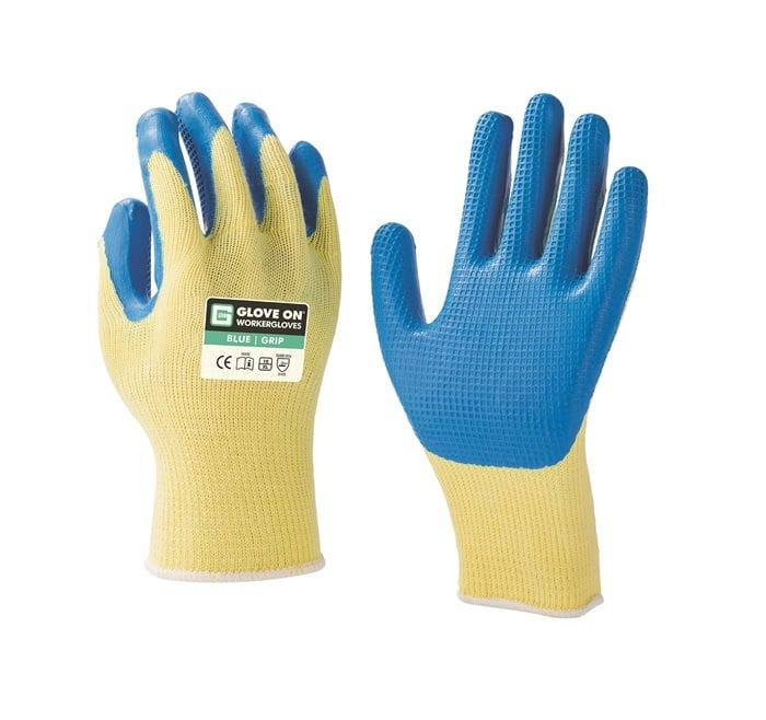Glove On Blue Stickgrip Werkhandschoen