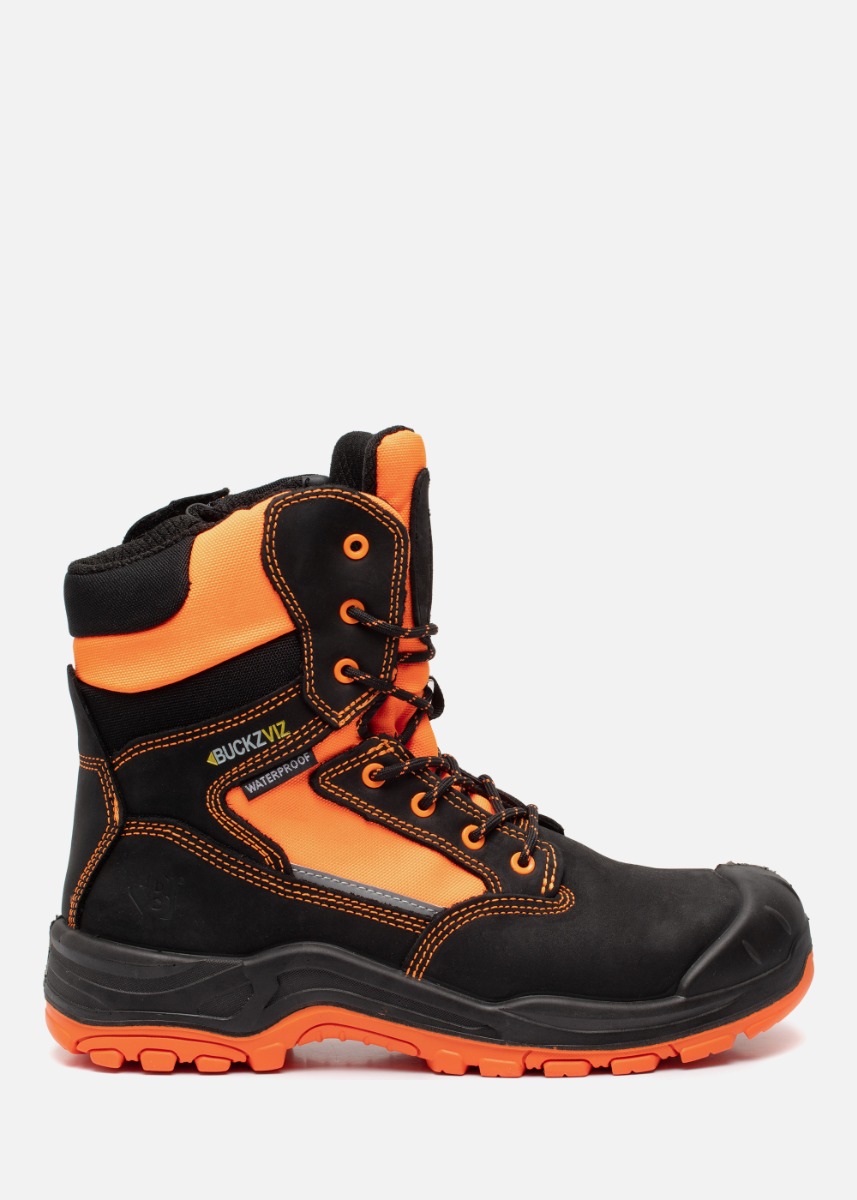 Buckbootz Buckz BVIZ1 Highviz Hoge Werkschoen S3 Oranje/Zwart