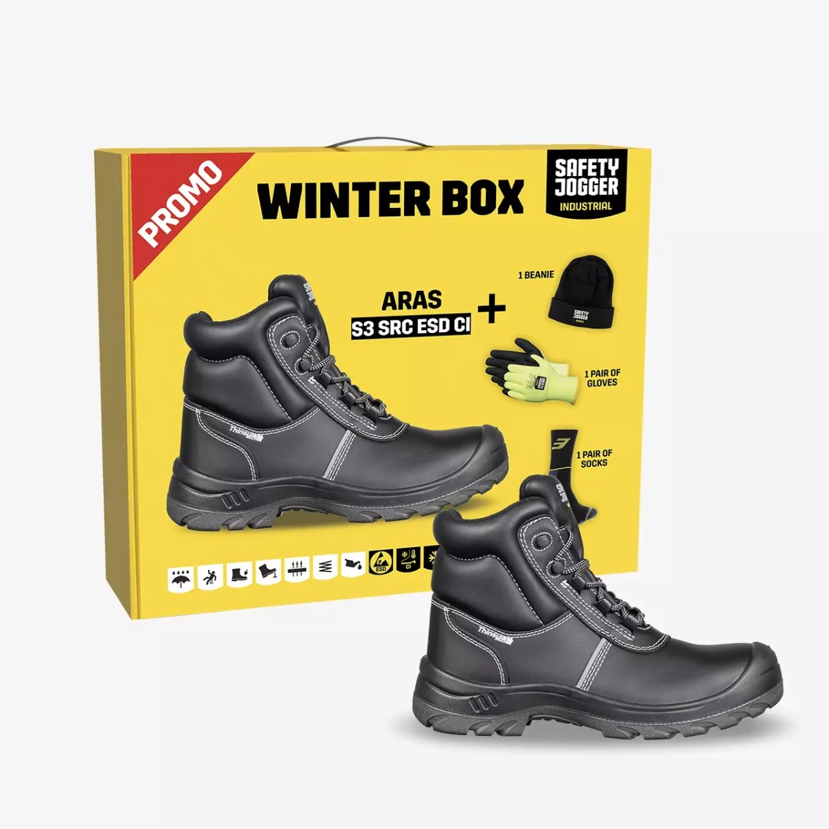 Safety Jogger Aras S3 Werklaars Hoog Zwart Winter Promobox