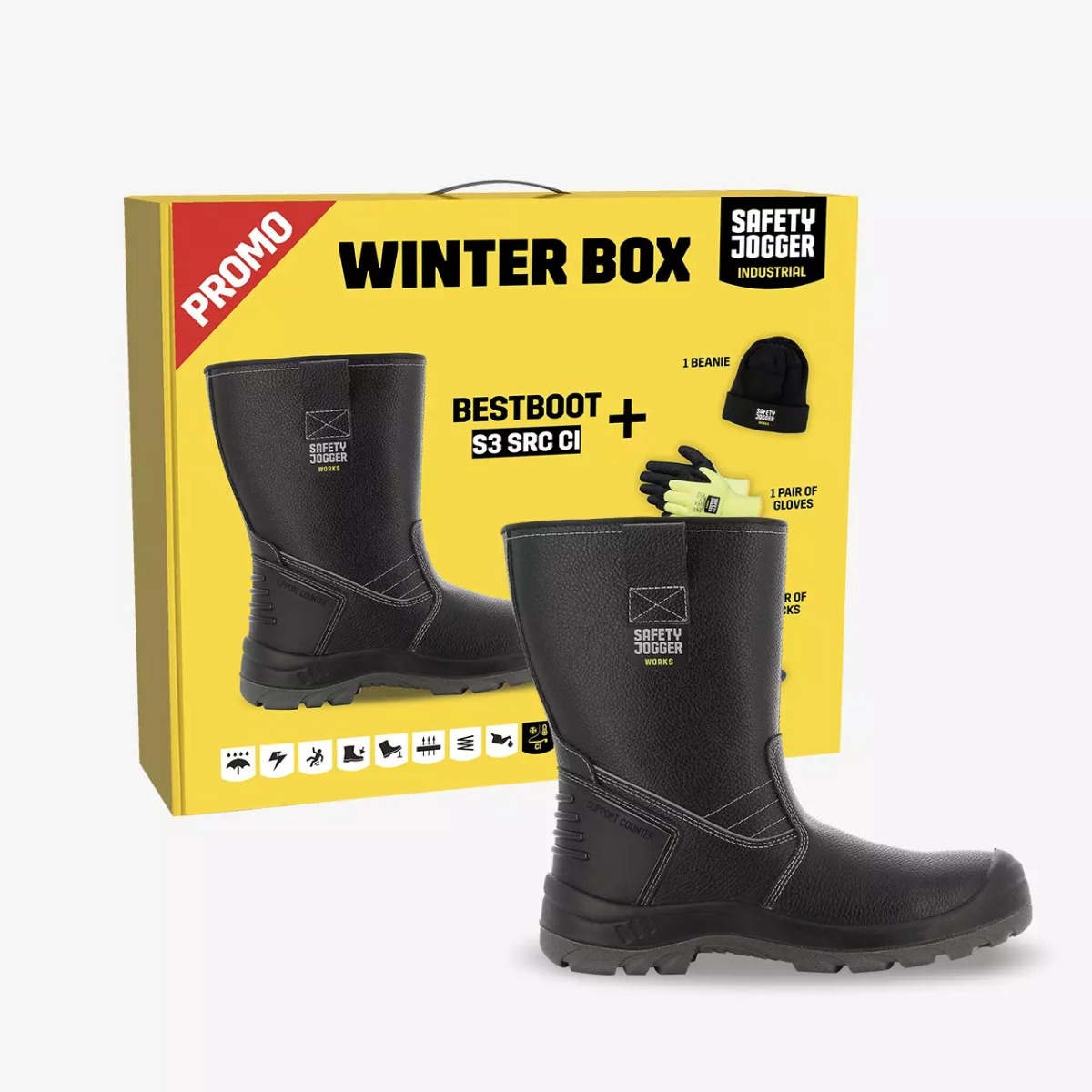 Safety Jogger Bestboot S3 Werklaars Hoog Zwart Winter Promobox