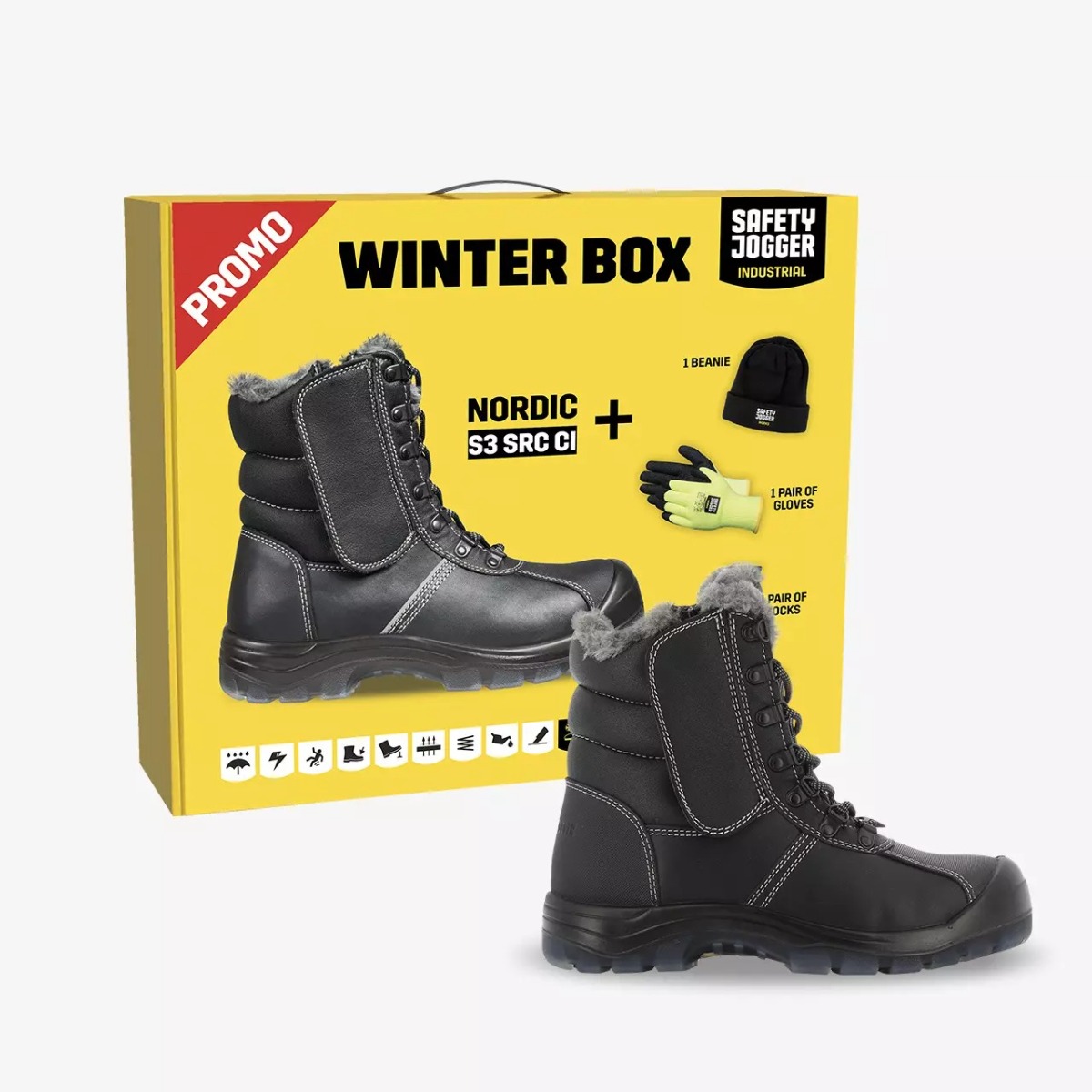 Safety Jogger Nordi S3 Werklaars Hoog Zwart Winter Promobox