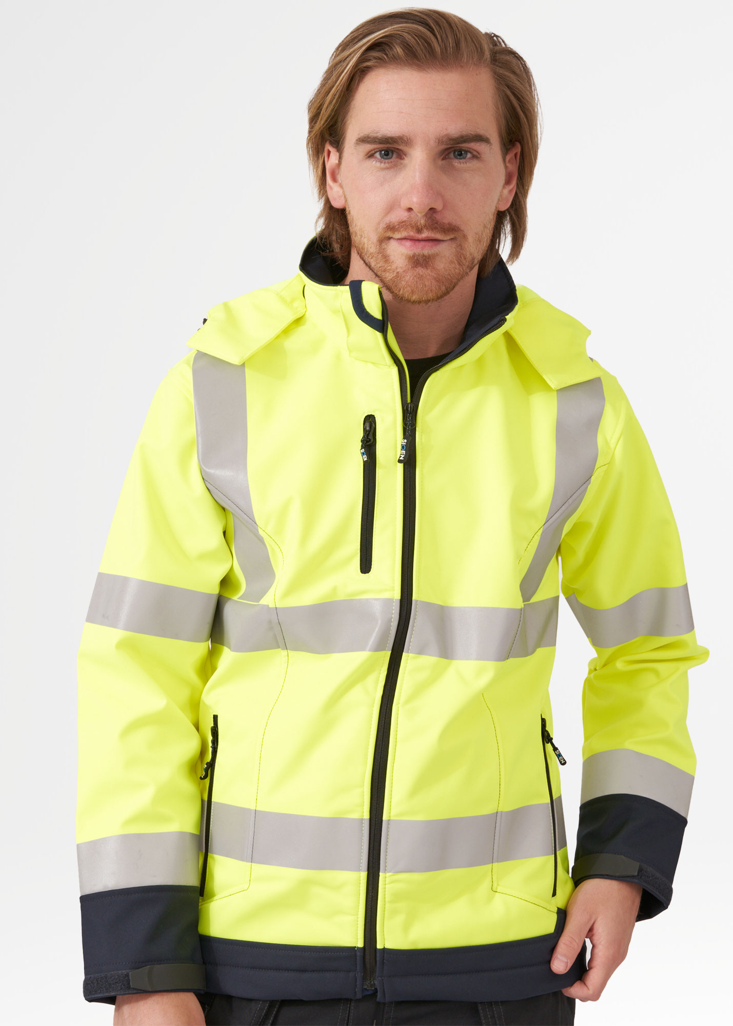 Sioen Gelamineerde Signalisatie Softshell Jas met Afneembare Kap Fuller